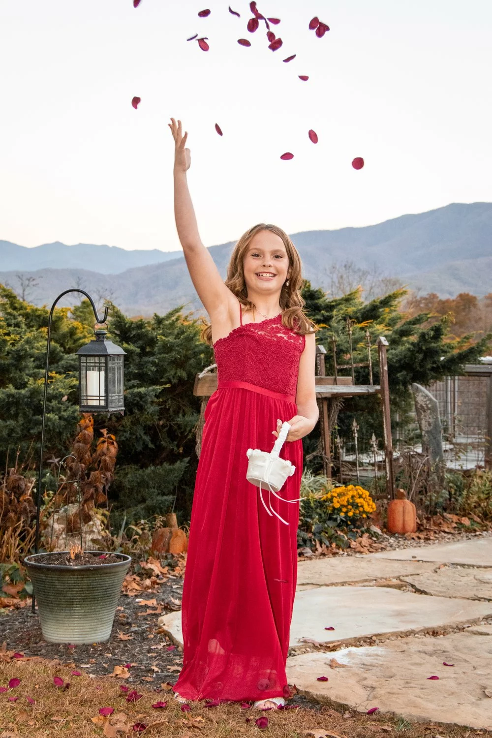 flower girl at outdoor wedding