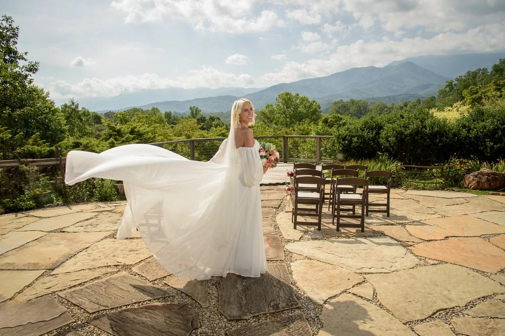 outdoor wedding with mountain views