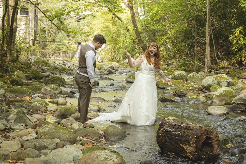 bridge and groom in the creek