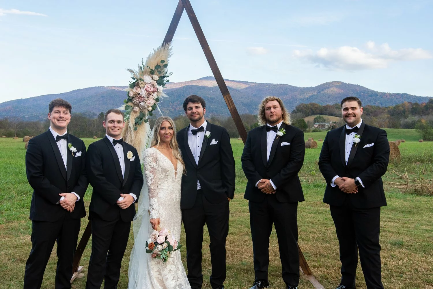 wedding party with mountain views