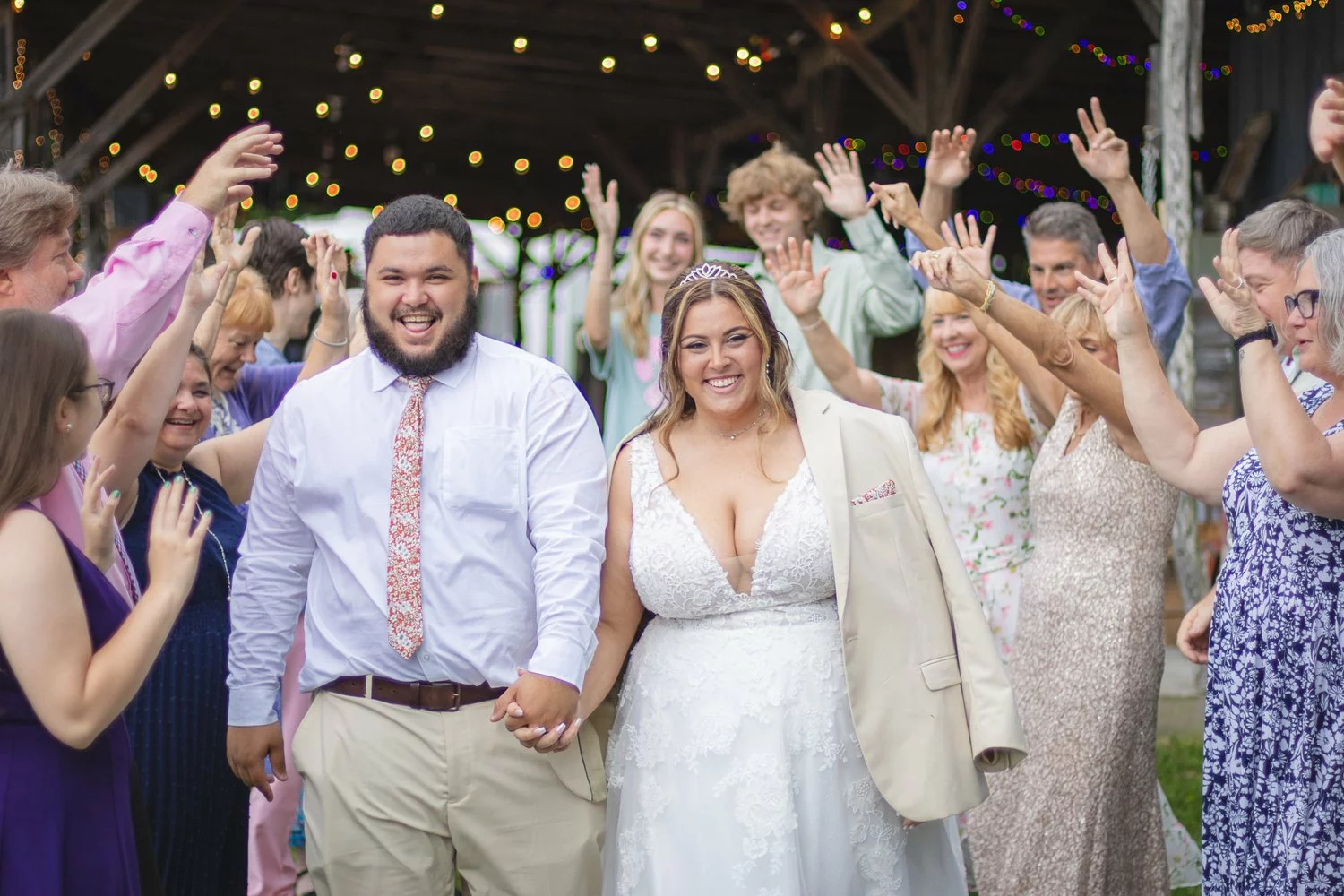 bride and groom leaving wedding