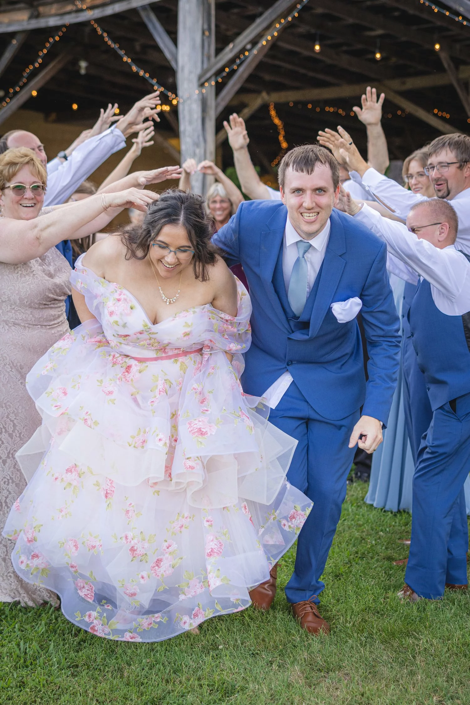 bride and groom leaving wedding