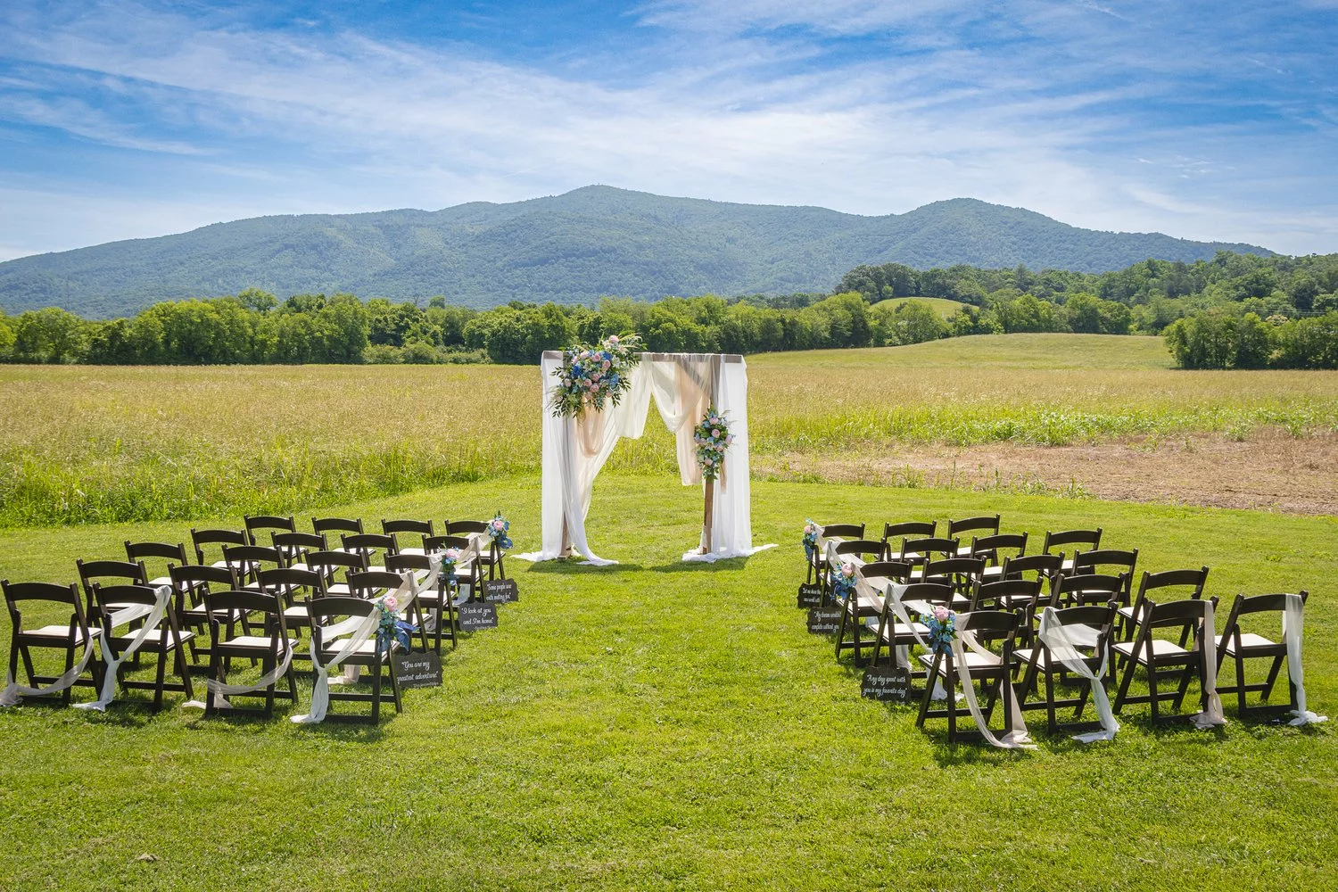 wedding venue with mountain view