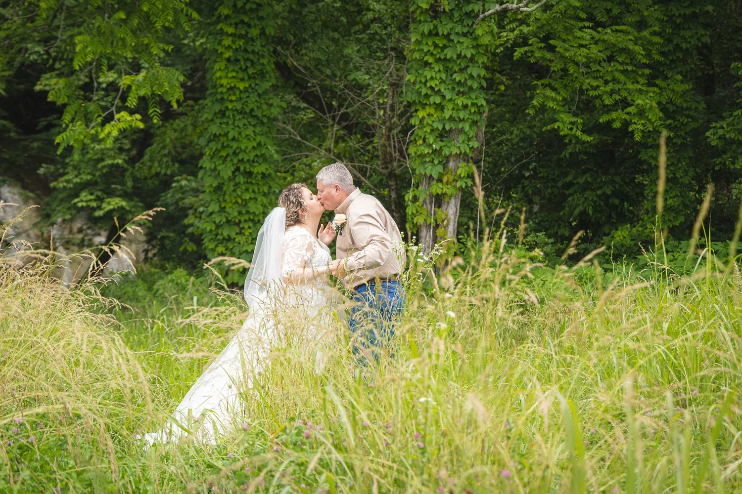 bride kissing groom